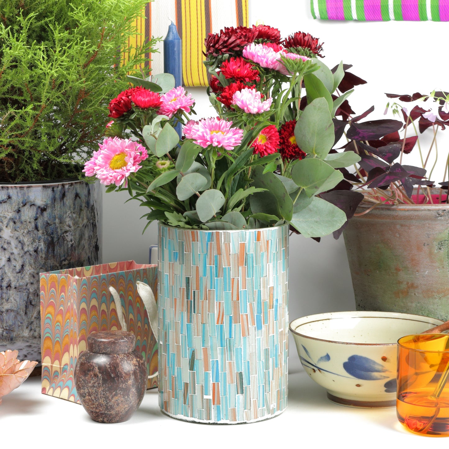 Cerulean Mosaic Cylinder