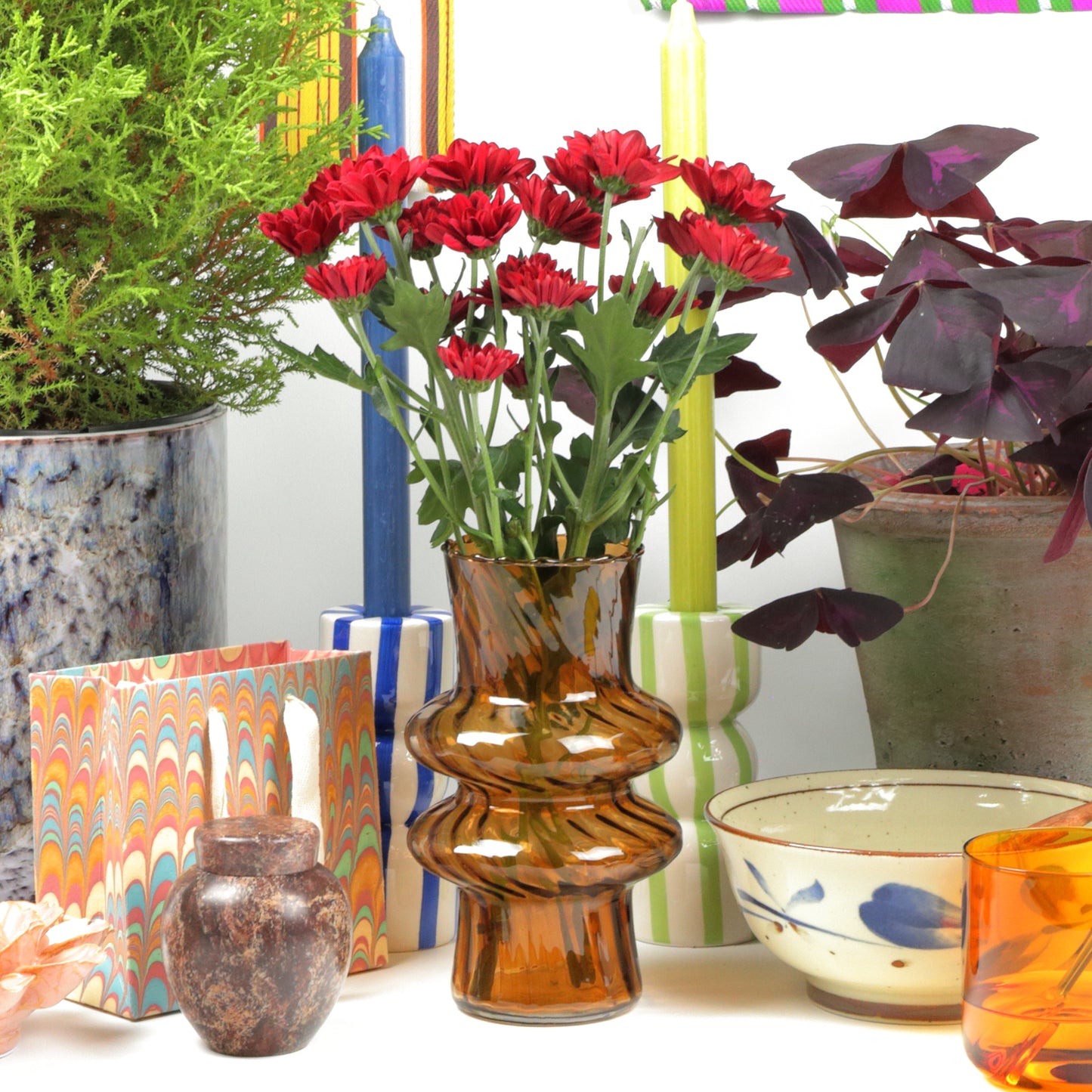 Amber Double Ringed Vase